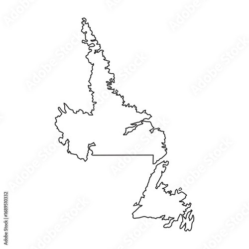 Newfoundland and Labrador., Canada Province Black Outline Map Graphic Illustration