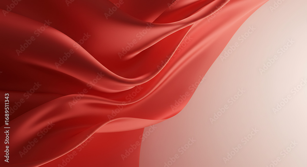 Obraz premium Red silk waves illuminated with soft light, elegant folds and shiny texture