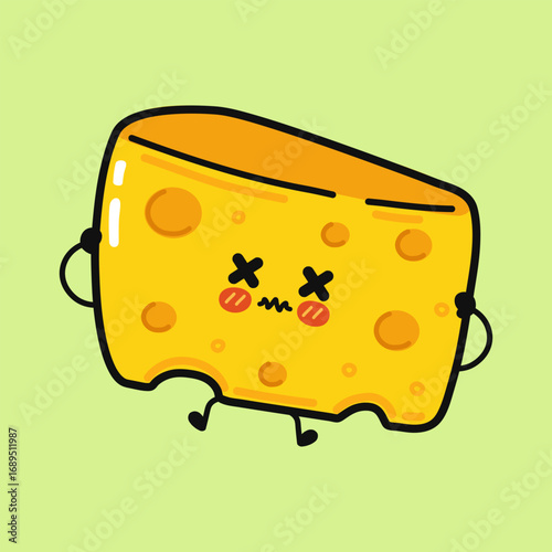 Cute cheese character cartoon illustration on a light green background.