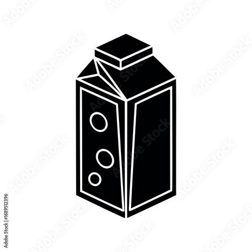 Minimalist black and white illustration of a juice or milk carton icon