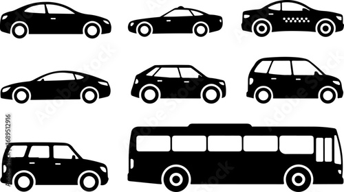 Urban Transport: Silhouettes of Modern Vehicles" Vector BUNDLE