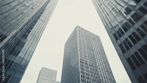 Wallpaper Mural Skyscrapers towering above a city street, showcasing modern architecture under a cloudy sky Torontodigital.ca