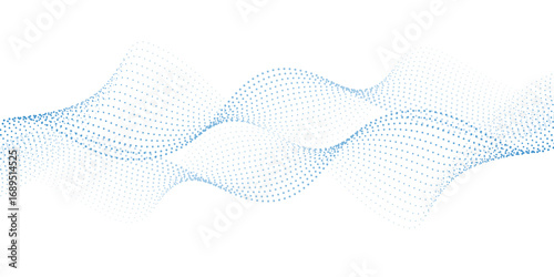 Dot Wave halftone gradient pattern on transparent background. Abstract background with flowing technology particles. Curve wave seamless pattern. smooth flowing wave dots halftone lines dynamic
