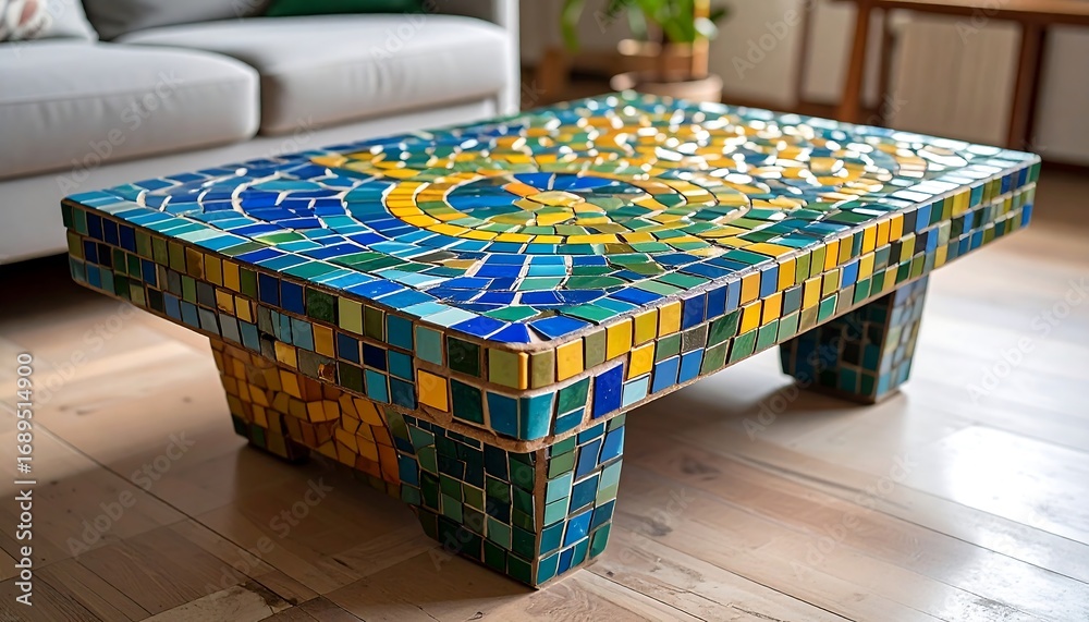 Obraz premium Colorful mosaic coffee table in a living room