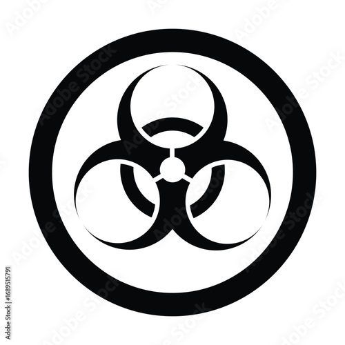 Biological Hazard Circular Symbol – Biohazard Safety Icon for Infectious Materials, Medical Waste & Lab Zones  High-Contrast Vector for Global Use