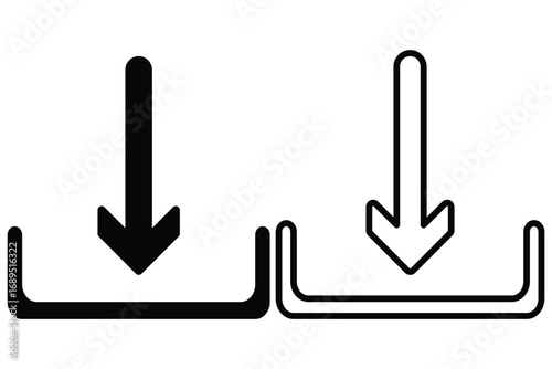 Download icon set. Download button collection. File download icon vector. File download and upload icon symbol in line and flat style on white background. download icon vector illustration