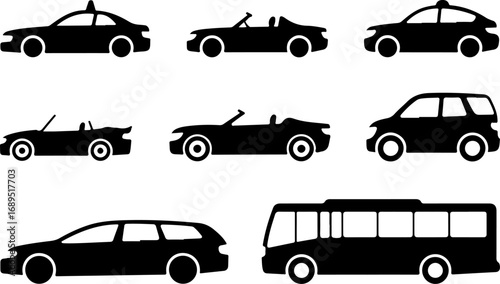 Urban Transport: Silhouettes of Modern Vehicles" Vector BUNDLE