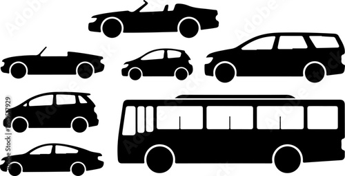 Urban Transport: Silhouettes of Modern Vehicles" Vector BUNDLE