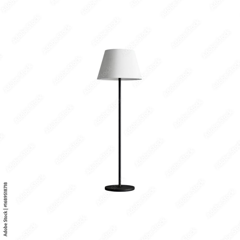 Obraz premium Modern Minimalist Floor Lamp with White Shade and Black Stand