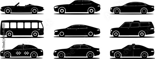 Urban Transport: Silhouettes of Modern Vehicles" Vector BUNDLE