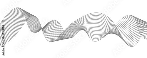 Abstract Gray Wave Lines Vector Illustration on White Background – Elegant Flowing Curve Pattern for Modern Minimalist Design, Technology, Business, Poster, and Graphic Projects.