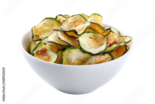 Crispy zucchini slices in a white bowl (3)