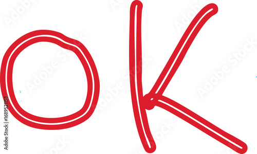 Handwritten red "OK" symbol on a white background, conveying agreement or acceptance.