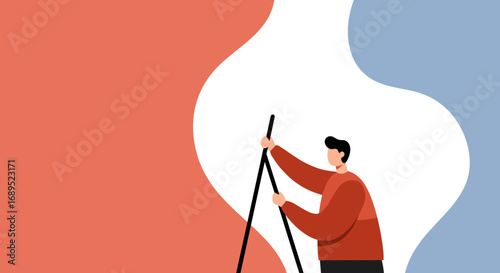 Creative individual engaging in artistic expression with an easel, symbolizing art, design, and passion. Ideal for concepts of personal development or artistic pursuits.