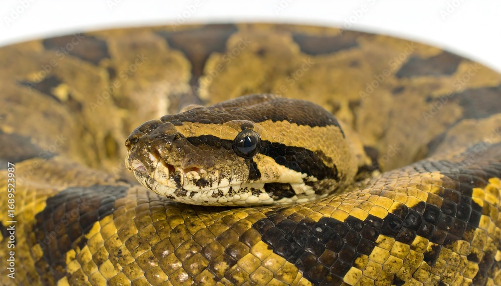 Obraz premium Close-up of a vibrant python coiled on a surface