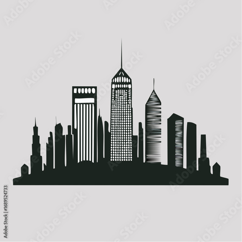 Powerful Black Silhouette Vector of City Skyline Houston Inspired