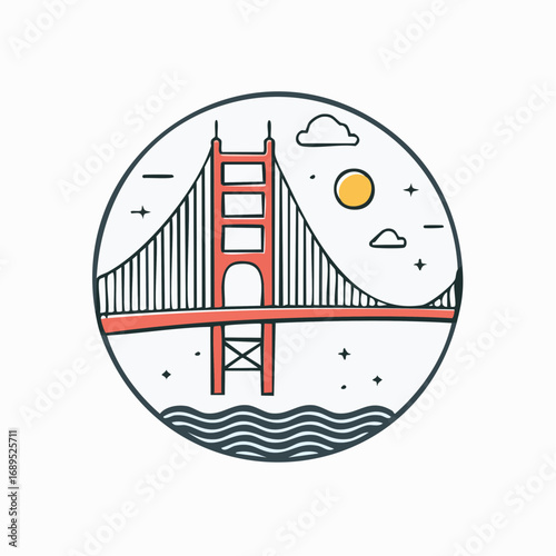 Golden Gate Bridge Minimalist Line Art Icon A Friendly Modern Design