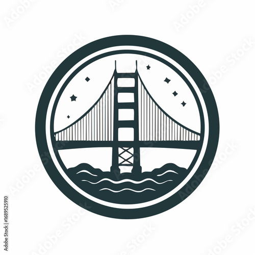 Golden Gate Bridge Night Silhouette Powerful Vector Illustration