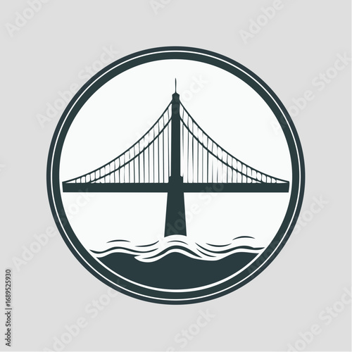 Firefly A powerful, solid black silhouette vector of the Golden Gate Bridge, symbol of San Francisco, design capture