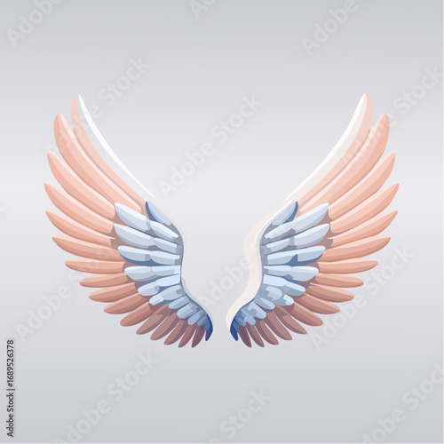 Elegant and Iconic Angel Wings Vector Illustration with Soft Gradient Colors, Symbolizing Freedom and Grace in a Heavenly Design