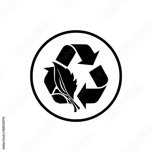 Eco-friendly lifestyle logo with recycle symbol and leaf, flat vector badge