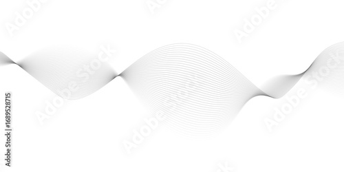 Abstract gray wave lines vector on white background flowing curve pattern for modern minimalist design technology business presentation poster and graphic projects.