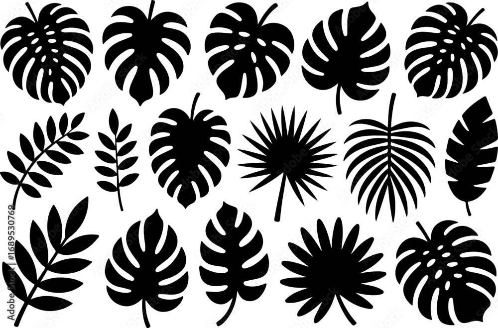 Tropical Leaves Vector Graphic Bundle – Jungle, Palm, and Botanical Silhouettes