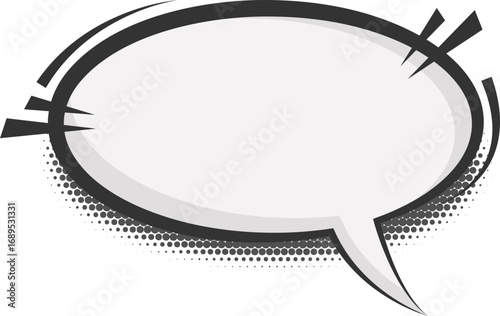 Manga speech bubble shape Comic frame for text with pop art halftone effect. Balloon chat shape for dialog. Cloud for shock shout and scream action message. Irregular cartoon decoration