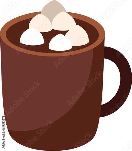 Cozy Brown Mug Filled with Hot Chocolate and Marshmallows Perfect for a Winter Treat