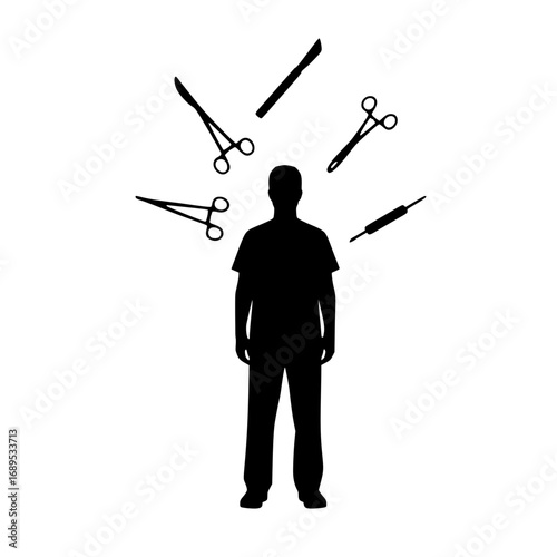 Skilled surgeon ready for operation with surgical tools, showing precision, medical expertise, and healthcare solutions