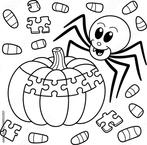 Puzzle piece simple black outline illustration for game or graphic