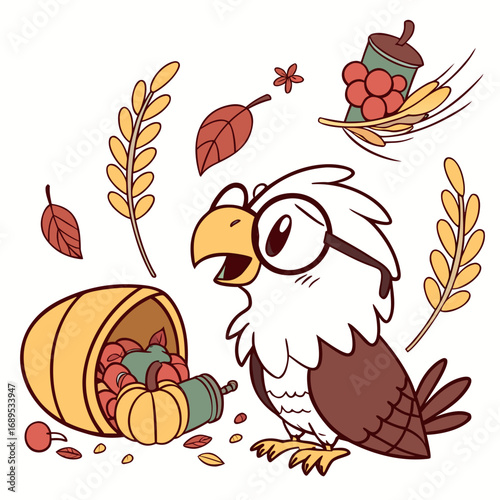 SVG art: A Dreamy Griffin in a Thanksgiving vibe with wearing glasses, tinted with Harvest Blessings tones