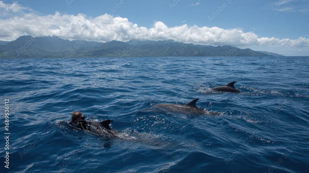 Fototapeta premium Dolphins swimming in ocean