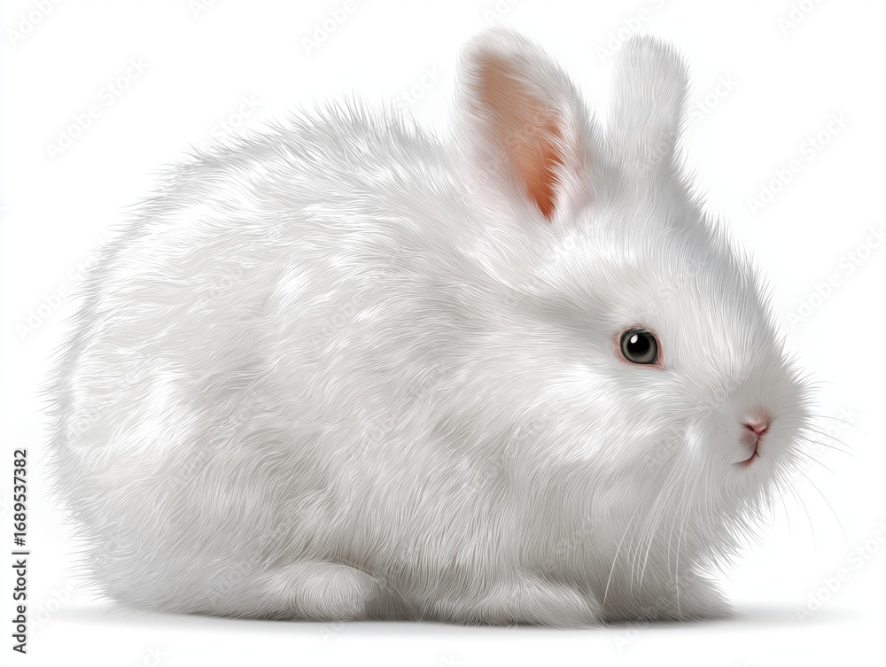 Obraz premium Adorable fluffy white baby rabbit sitting peacefully, perfect for Easter and springtime themes