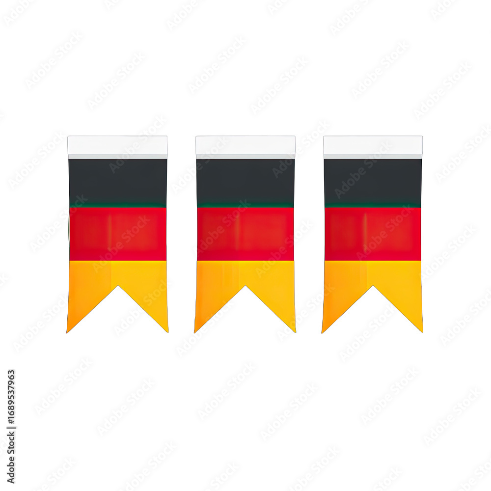 Obraz premium Three German flags in a row. Simple, stylized