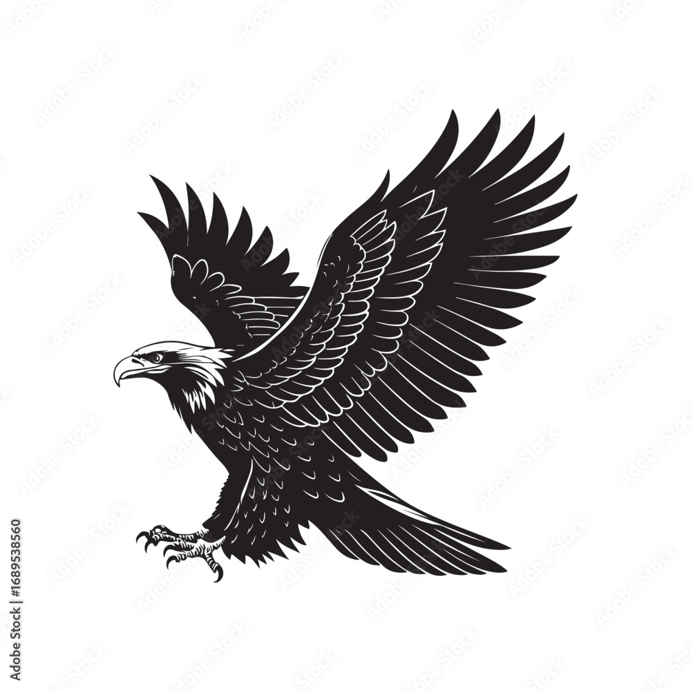 Fototapeta premium eagle vector silhouette outline sketch logo illustration