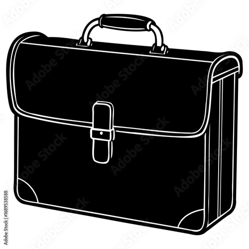 Black leather briefcase with top handle and clasp