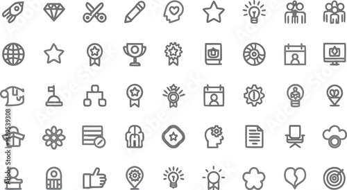 Light Bulb Puzzle Icons Set | Creative Innovation, Teamwork, Problem Solving, Business Strategy, Bright Ideas Vector Outline Illustration