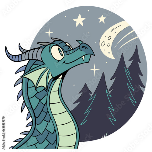 Magical dragon breathing stars instead of fire