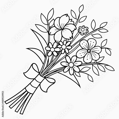 Bouquet of mixed flowers tied