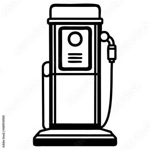 Classic black and white gas pump illustration