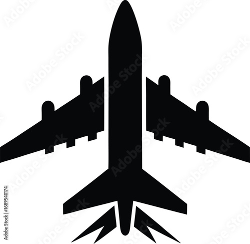 Airplane takeoff silhouette ready for flight adventure