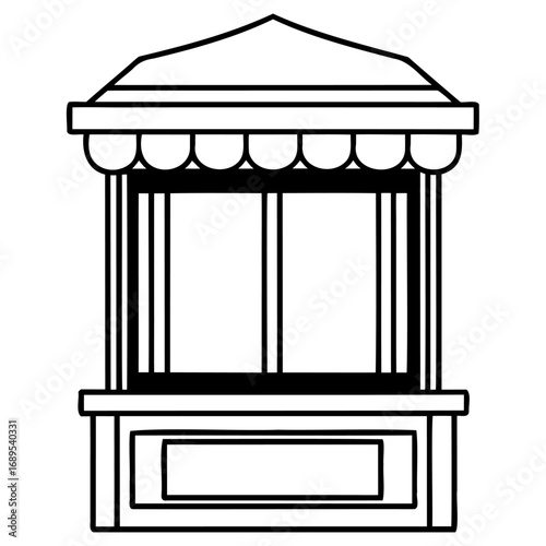 Vintage ticket booth illustration with classic design and awning