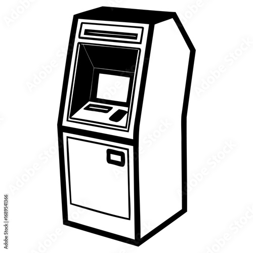 Black and white atm machine illustration