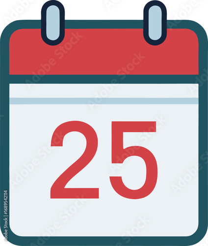 Calendar icon with the number twenty five representing a specific date or event reminder