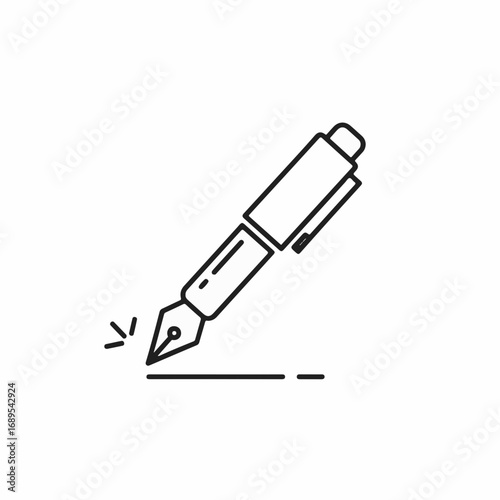 Fountain pen icon, a classic writing tool for calligraphy and design, with ink flowing smoothly. Fountain pen icon represents elegance and precision,