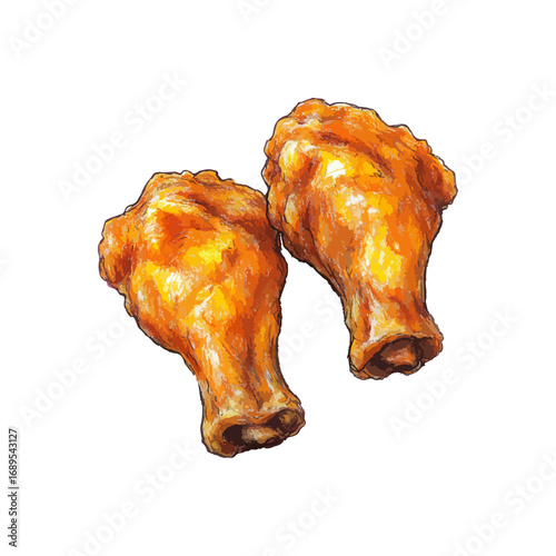 chicken wings hand drawn illustration