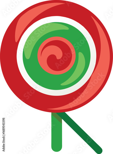 Festive Red and Green Swirl Lollipop Illustration for Christmas or Holiday Season