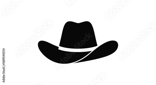 a classic black cowboy hat with white band isolated