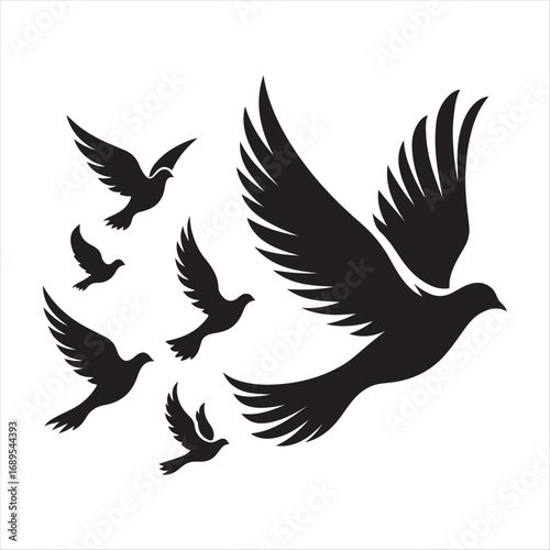 flying birds vector silhouette outline idea design illustration. flying birds icon set collections